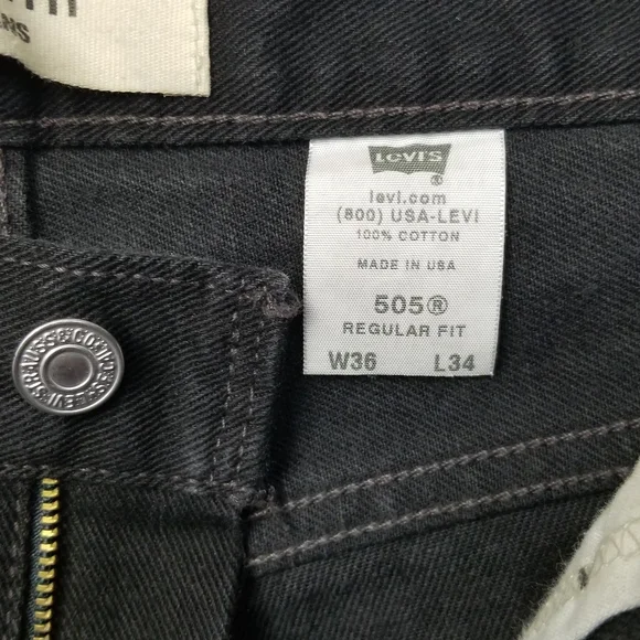 Levi's 505 Men's Black W36 L34 - Picture 10 of 11